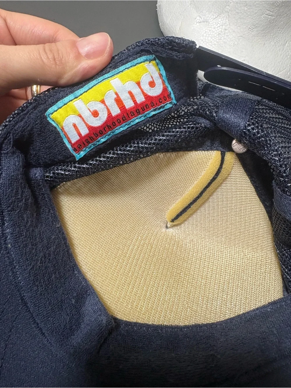 NBRHD Happy Face Patch Mesh Trucker Hat